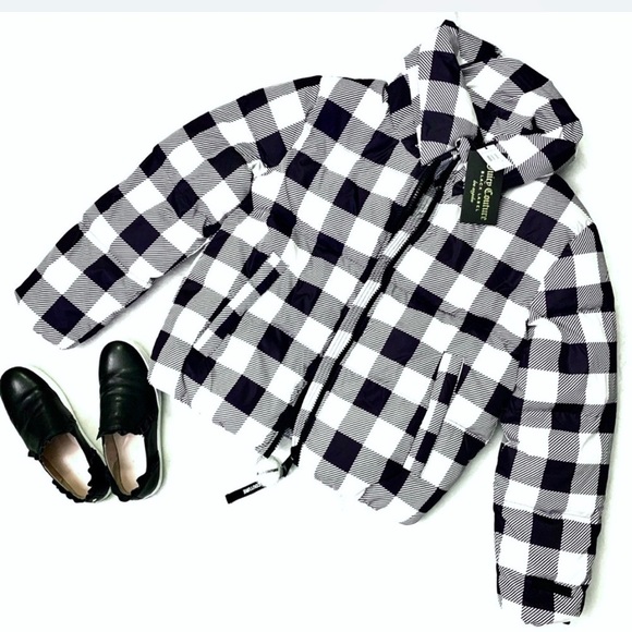Juicy Couture Buffalo Check Plaid Heavy Warm Snow Winter Gingham Puffer Coat - Picture 3 of 16